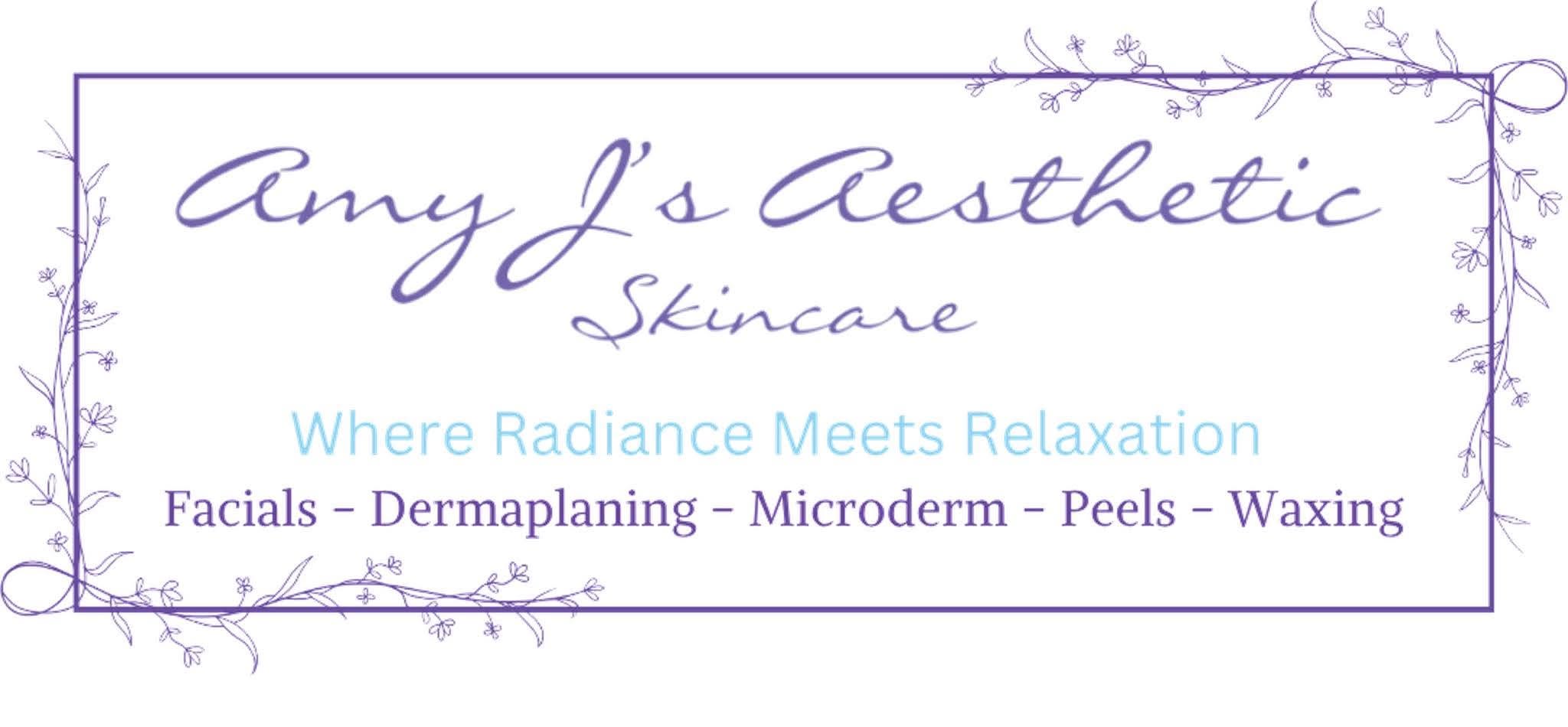 Amy J's Aesthetic Skincare logo (Where Radiance Meets Relaxation)