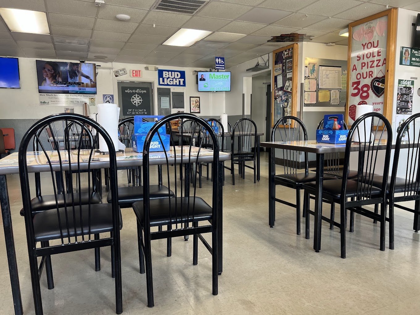 Inside Tom's Pizza on East Rich Avenue in DeLand
