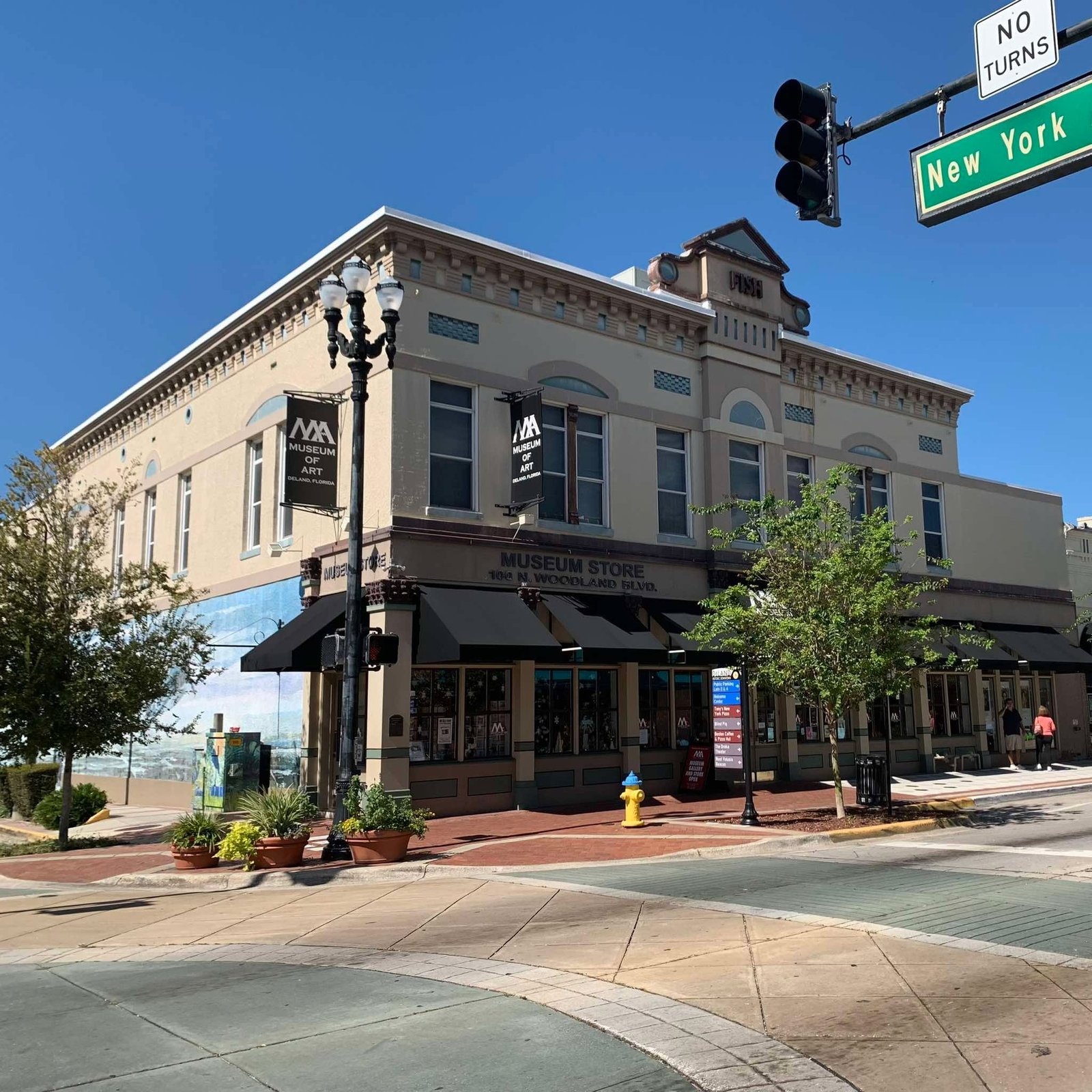 The Museum of Art — DeLand in its historic building at the corner of North Woodland Boulevard and New York Avenue in Downtown DeLand